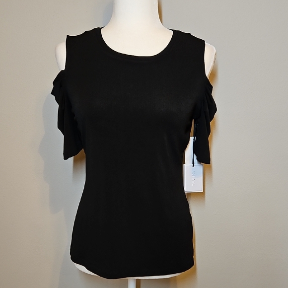 1. State Tops - 1. State Black Cold Shoulder Top Shirt